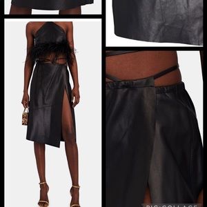 LAMARQUE black soft 💯 leather wrap skirt! L 🖤BRAND NEW!
